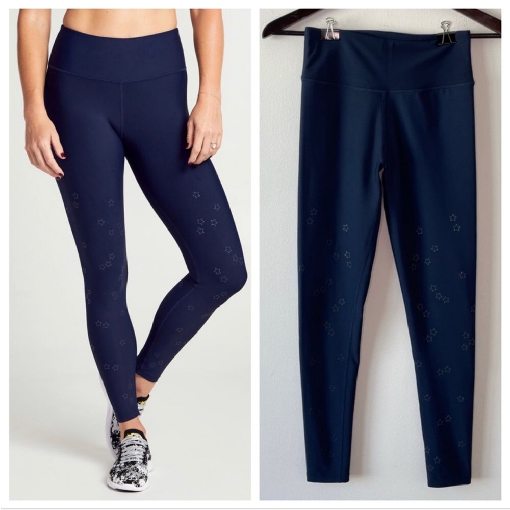 Soul Cycle High-Waist Navy Star Print Performance Leggings Size XS